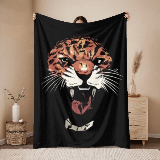 Angry Jaguar Zoologist Gift Throw Blankets