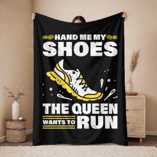 Field Running Queen Cross Country Running Throw Blankets