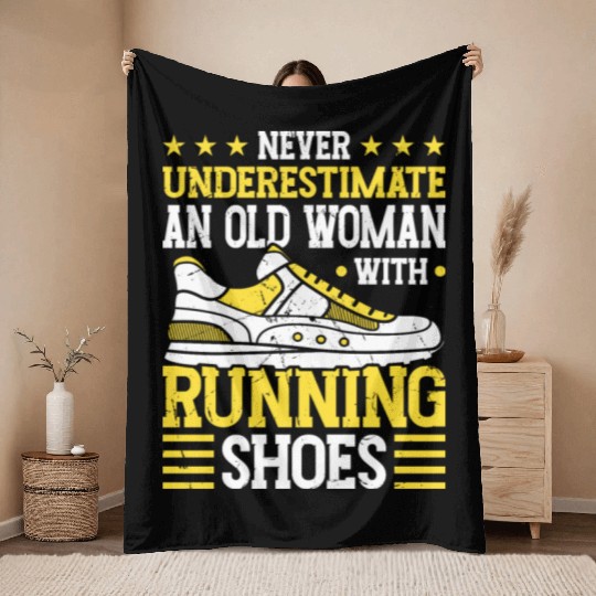 XC Runner Running Shoes Women Cross Country Throw Blankets