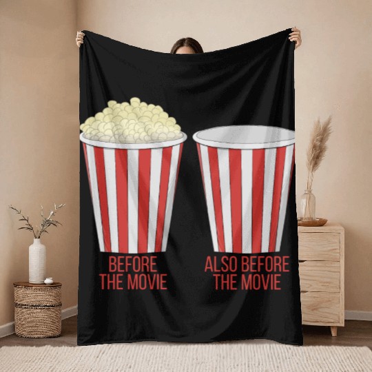 Popcorn at the cinema Throw Blankets