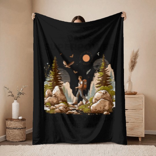Rock Collecting Dad Nature Wilderness Adventure Throw Blankets