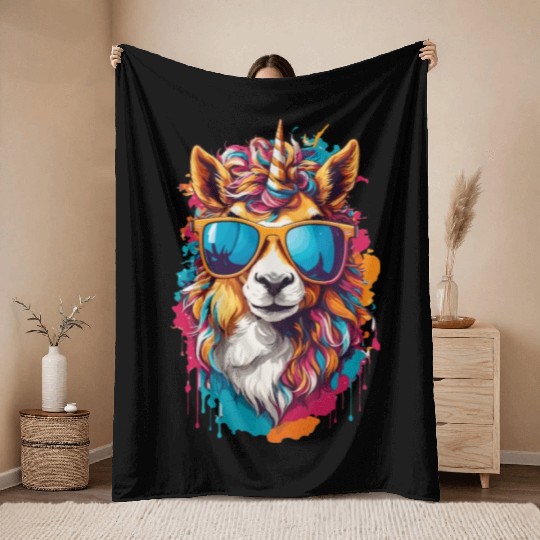 Rainbow Horse Gallop: Magical Pony Journey Throw Blankets