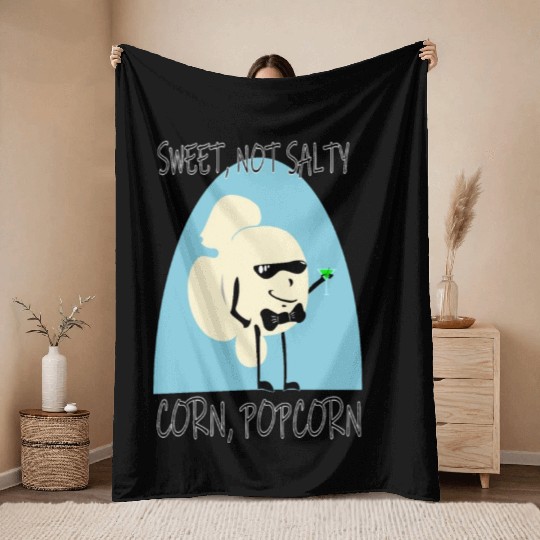 Sweet Popcorn Funny Pop Culture Cartoon Parody Throw Blankets