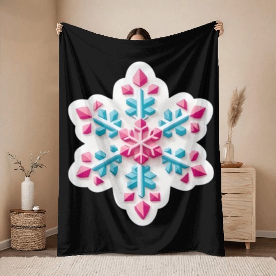 Crystal snowflake Throw Blankets