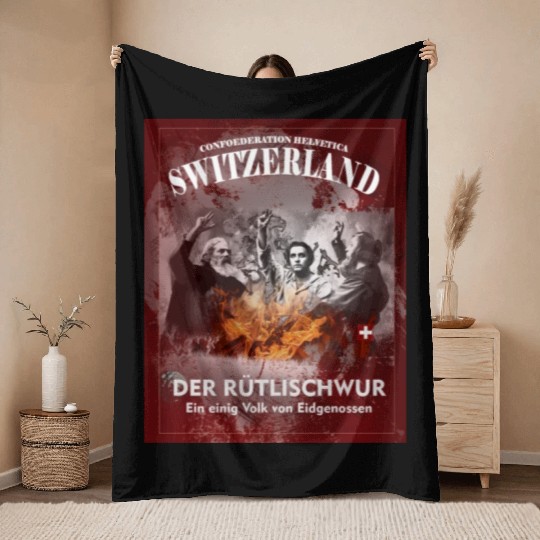 Switzerland Throw Blankets - Rütli sworn - print yourself