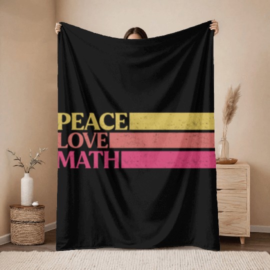 Cute Math Teacher Peace Love Math Throw Blankets
