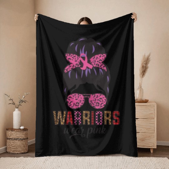 Warriors Wear Pink Throw Blankets