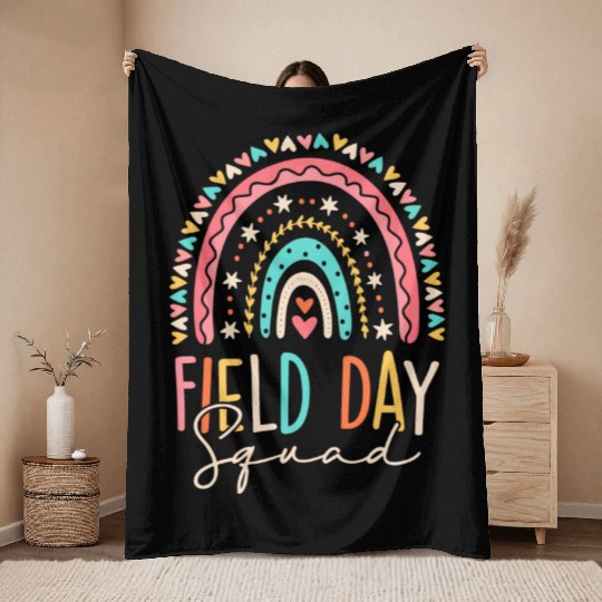 Field Day Squad Teacher Student Last Day Of School Throw Blankets