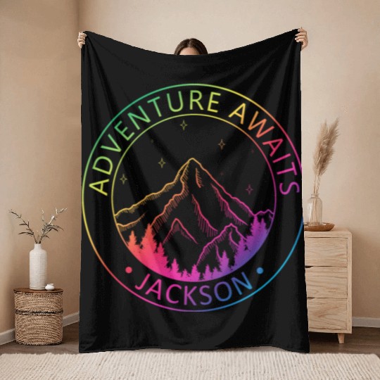 Jackson Jackson Hole Valley Wyoming Usa Adventure Throw Blankets