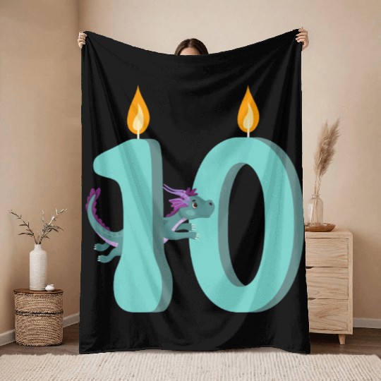 Dragon Number 10 - 10 Years Throw Blankets