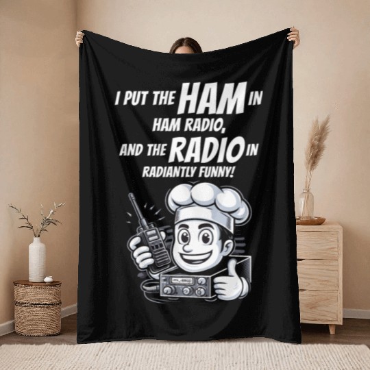 Radiantly Funny Amateur Ham Radio Operator Chef Throw Blankets