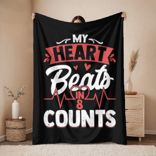 My Heart Beats In 8 Counts Cheerleading Cheerleade Throw Blankets