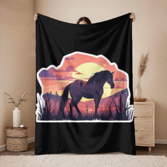Horse Horses Ross Gaul Riding Horse Head Rider Throw Blankets