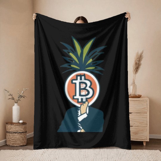 Bitcoin Head Meme Throw Blankets