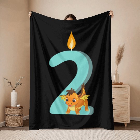 Dragon Birthday for a 2 Years old Boy or Girl Throw Blankets