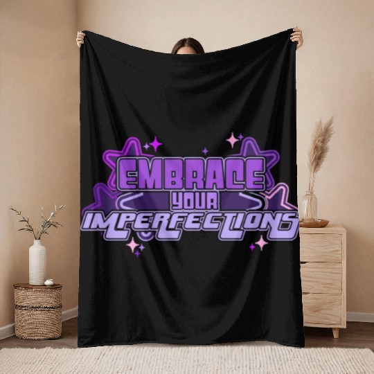 Embrace Your Imperfections Positivity Quote Y2K Ae Throw Blankets