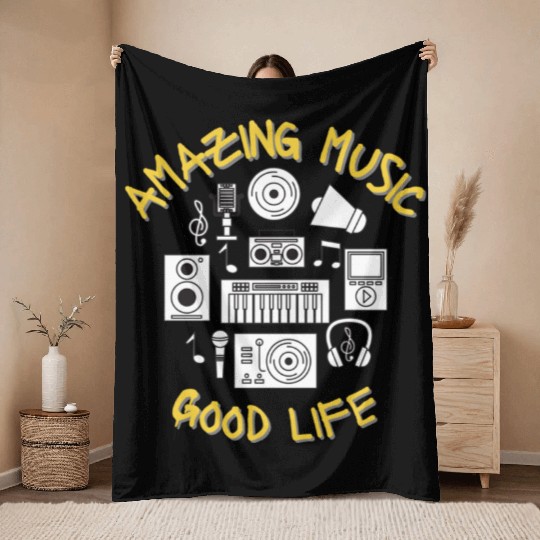 Amazing Music Good life Throw Blankets