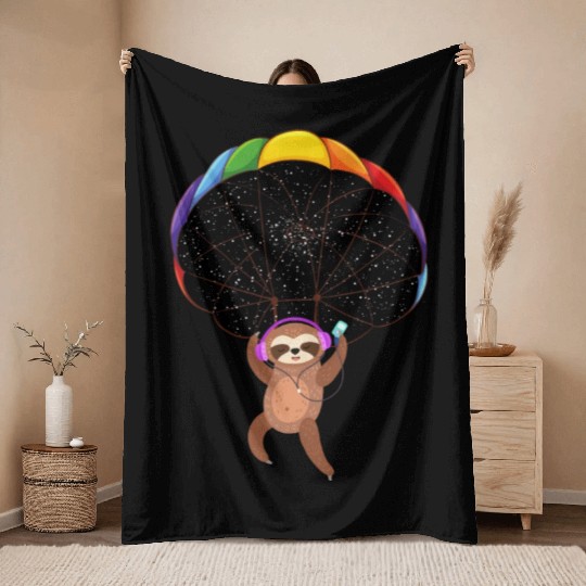 Sloth Skydrive Throw Blankets