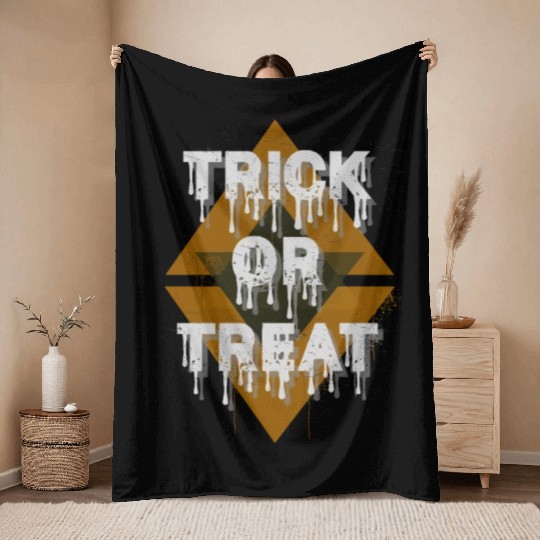 Dark Gray Grunge Trick Or Treat Vintage Aesthetic Throw Blankets