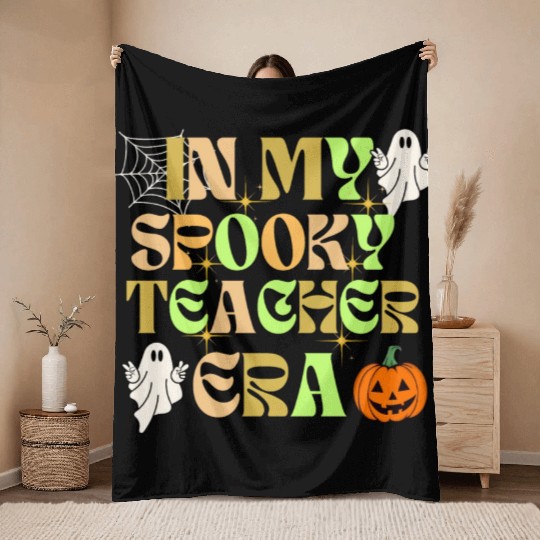 In My Spooky Teacher Era Teacher Halloween Throw Blankets