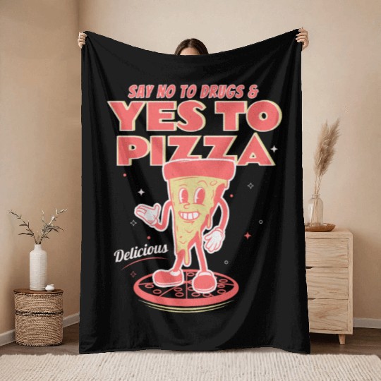 Say Yes To Pizza Throw Blankets