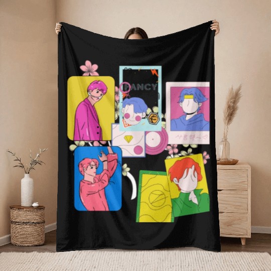 Army KPop Fancy and Love Fans Throw Blankets