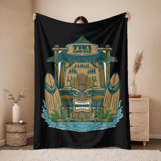TIKI SAND BAR Throw Blankets