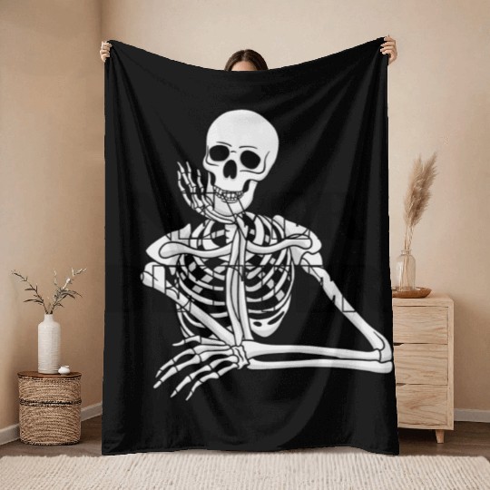 Never Better Skeleton sticker & Throw Blankets