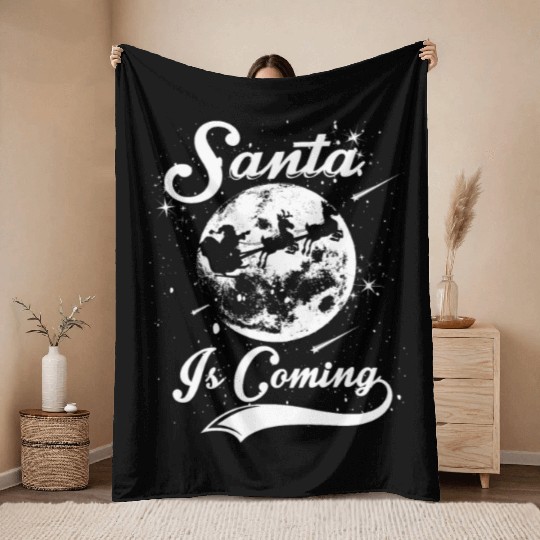 Santa is Coming Throw Blankets