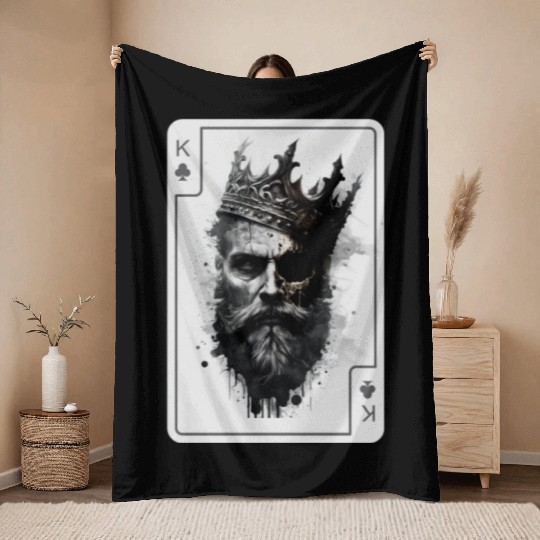 King Gothic Poker Card Game Horror Creepy Throw Blankets
