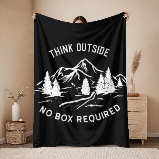 Nature Camping Mountains, Think Outside No box Throw Blankets