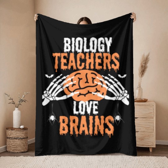 Halloween biology teacher Throw Blankets