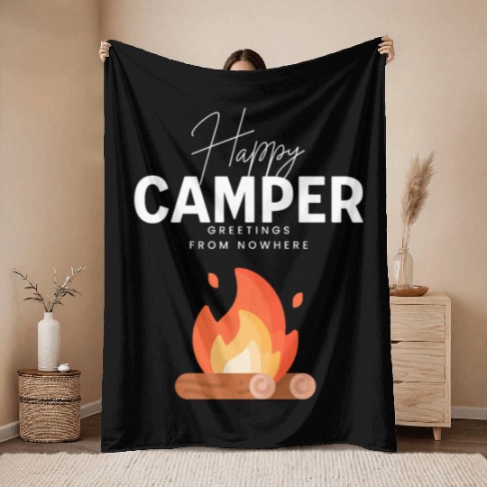 Happy Camper Throw Blankets