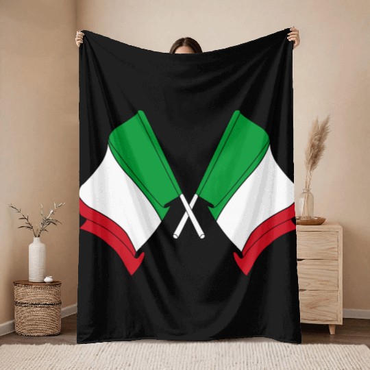 Flags of Italy crossed Throw Blankets