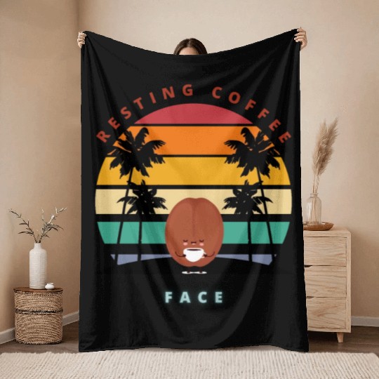 "Resting Coffee Face" Funny Caffeine Lover Throw Blankets