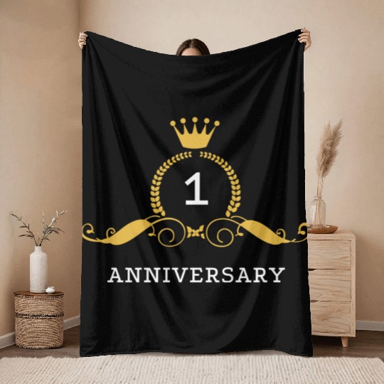 One Year of Happiness / 1th Wedding Anniversary Throw Blankets