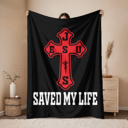Jesus SavedMy Life Love Jesus Christian Christmas Throw Blankets