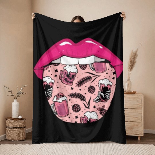 Alcohol Drinking Drinker Tongue Throw Blankets