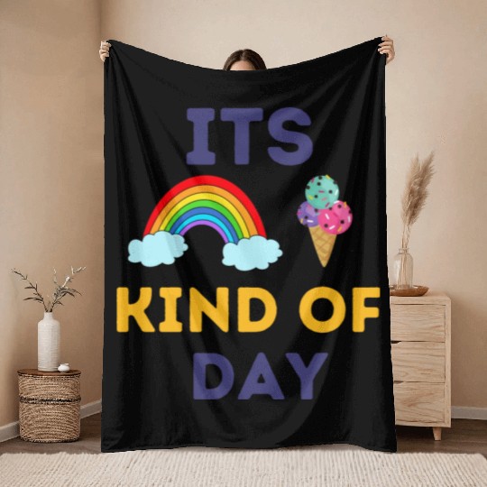 its rainbow and ice cream kind of day Throw Blankets
