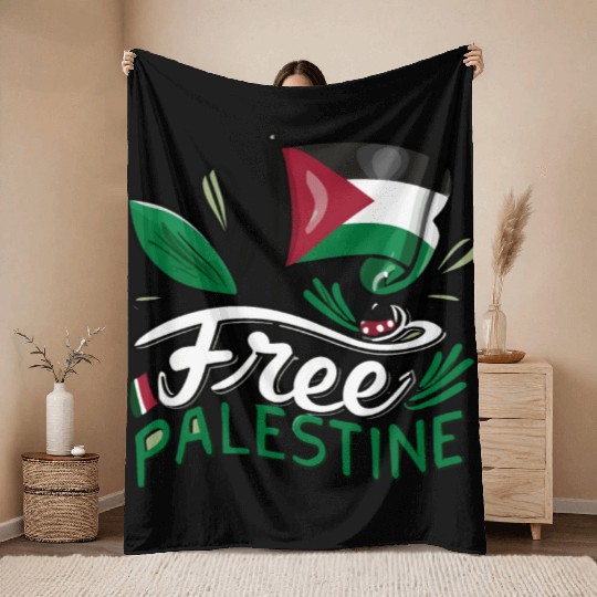 I Love Free Palestine Flag Save Gaza Palestinian Throw Blankets
