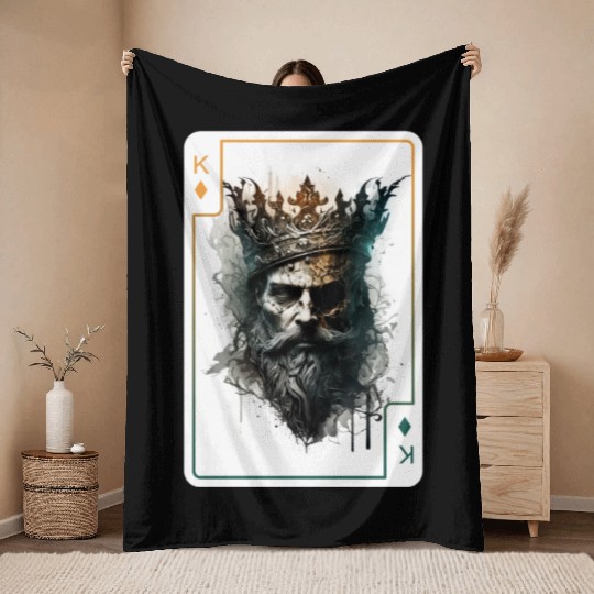 Poker Card Game Scary Halloween Throw Blankets