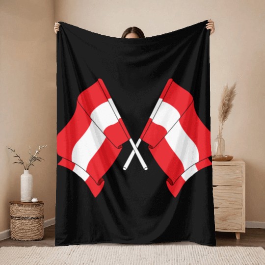 Two flags of Austria Throw Blankets