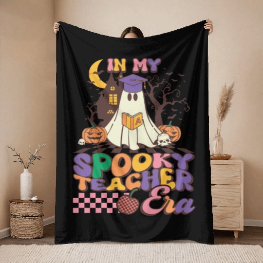 In My Spooky Teacher ERA Throw Blankets