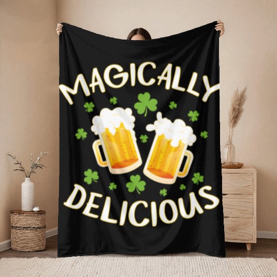 Magically Delicious Beer Drinking Irish Team St Throw Blankets