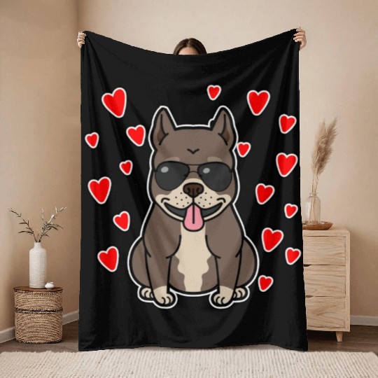 Pitbull Hearts Gift For Dog Lover Throw Blankets