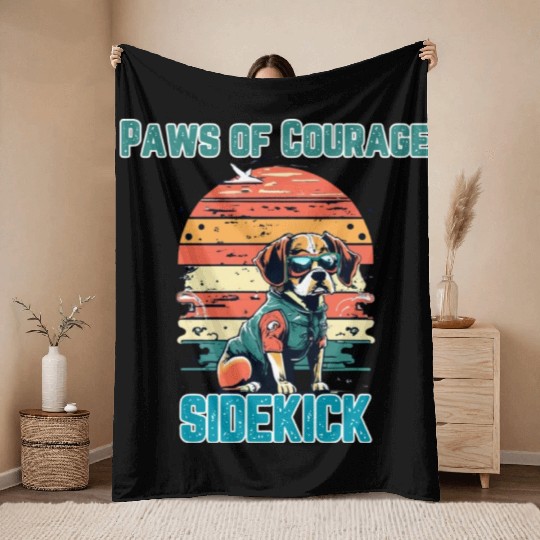 Courageous Canine Companion Throw Blankets