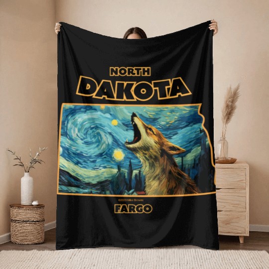 North Dakota - Coyote Throw Blankets