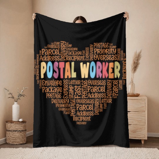 Postal worker heart Throw Blankets