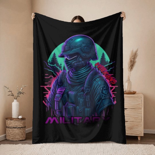 A neon Veterans Day vector Throw Blankets