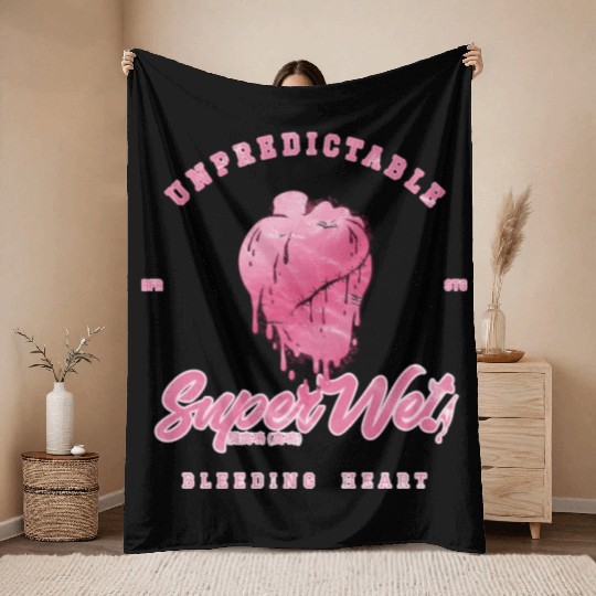 Unpredictable bleeding heart (pale style) Throw Blankets